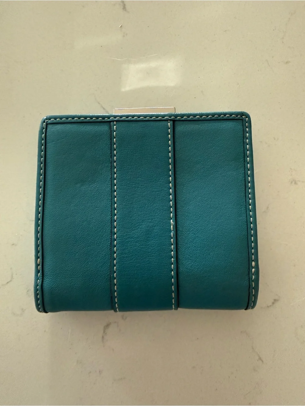 Vintage Coach Teal Green Leather Compact Wallet